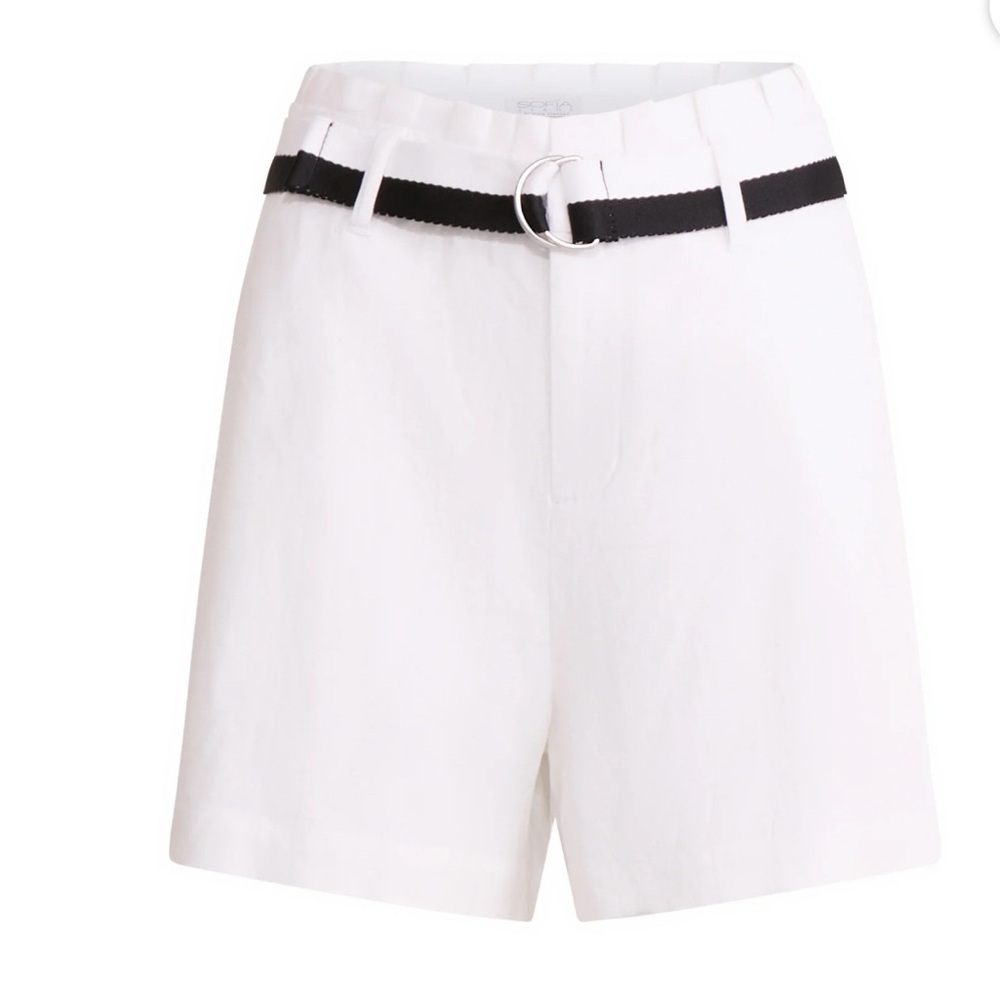 SOFIA BY SOFIA VERGARA LINEN BLEND PLUS WHITE BELTED SHORTS